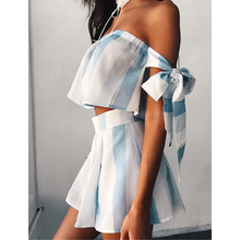 Load image into Gallery viewer, Elegant Striped Off - Shoulder Women&#39;s Playsuit