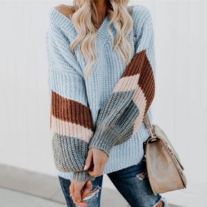 Colorful V - Neck Sweater