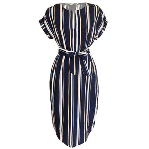 Striped Short Sleeve Women's Dress