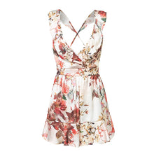 Load image into Gallery viewer, Floral Print Deep V - Neck Women&#39;s Playsuit