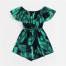 Load image into Gallery viewer, Tropical Vibes Off - Shoulder Leaf Print Women&#39;s Playsuit