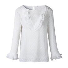 Load image into Gallery viewer, White Long Sleeve Ruffle Women&#39;s Blouse