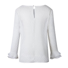 Load image into Gallery viewer, White Long Sleeve Ruffle Women&#39;s Blouse