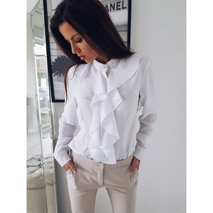 Elegant Ruffle Long Sleeve Blouse