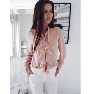 Elegant Ruffle Long Sleeve Blouse