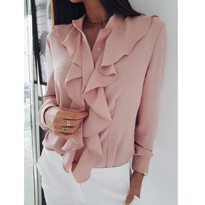 Elegant Ruffle Long Sleeve Blouse