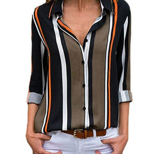 Load image into Gallery viewer, Long Sleeve Striped Women&#39;s Blouse