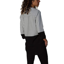 Load image into Gallery viewer, Long Sleeve Black and White Striped Women&#39;s Blouse