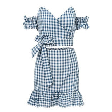 Load image into Gallery viewer, Blue Ruffle Two Piece Ladies Dress