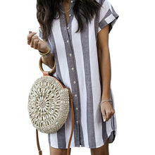 Load image into Gallery viewer, Striped Short Sleeve Casual Women&#39;s Dress