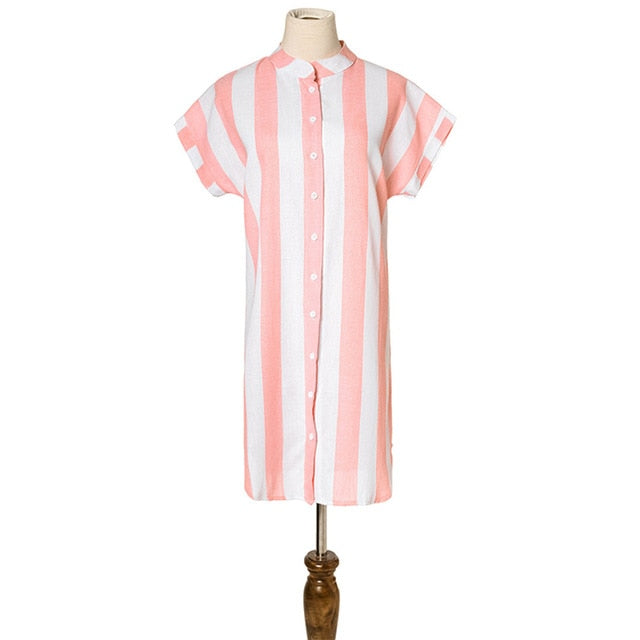 Striped Short Sleeve Casual Women's Dress