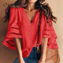 Load image into Gallery viewer, Glamorous V - Neck Women&#39;s Blouse