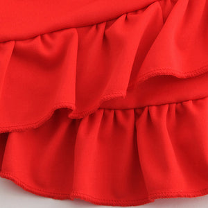 Red High Waist Top and Skirt Outfit