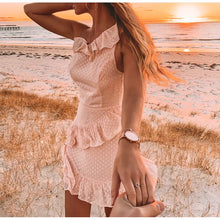 Load image into Gallery viewer, One Shoulder Pink Polka Dot Short Dress