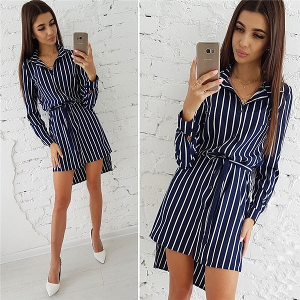 Striped Long Sleeve Casual Women's Dress