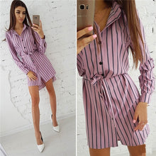 Load image into Gallery viewer, Striped Long Sleeve Casual Women&#39;s Dress