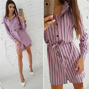 Striped Long Sleeve Casual Women's Dress