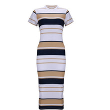 Load image into Gallery viewer, Striped Short Sleeve Ladies Dress