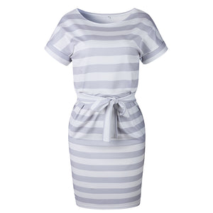 Striped Short Sleeve Women's Dress