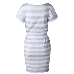 Striped Short Sleeve Women's Dress