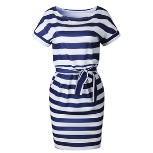 Striped Short Sleeve Women's Dress