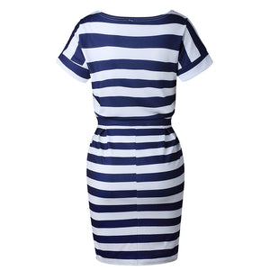 Striped Short Sleeve Women's Dress