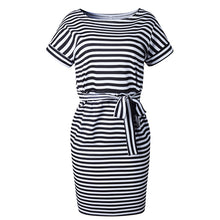 Load image into Gallery viewer, Striped Short Sleeve Women&#39;s Dress