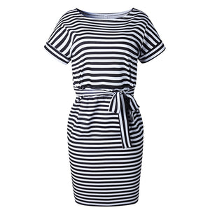 Striped Short Sleeve Women's Dress