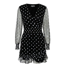 Load image into Gallery viewer, Black V - Neck Long Sleeve Polka Dot Women&#39;s Dress