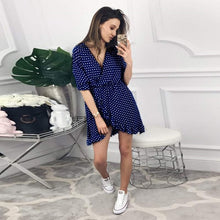 Load image into Gallery viewer, Ruffle Polka Dot Half Sleeve Women&#39;s Dress