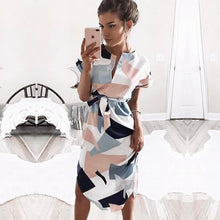 Load image into Gallery viewer, Geometric Print Summer Women&#39;s Dress