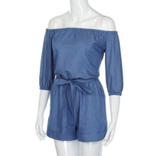 Load image into Gallery viewer, Blue Off - Shoulder Women&#39;s Playsuit