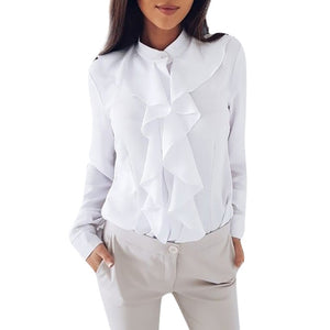 Elegant Ruffle Long Sleeve Blouse