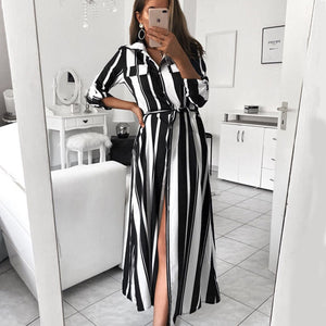 Striped Long Sleeve Maxi Dress