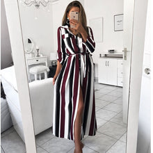 Load image into Gallery viewer, Striped Long Sleeve Maxi Dress