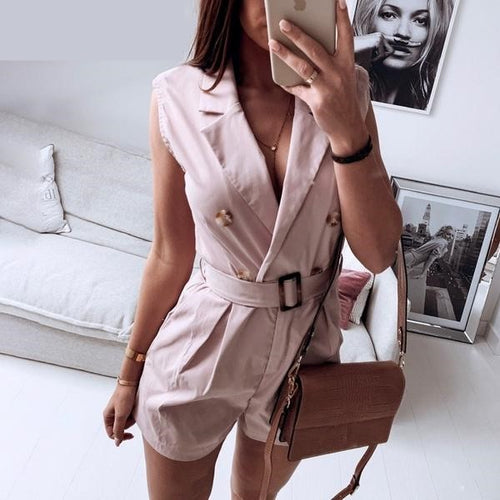 Elegant Deep V - Neck Ladies Playsuit