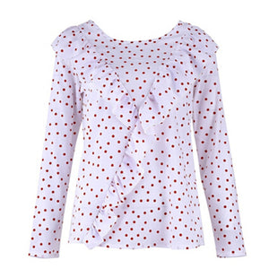 Elegant Ruffle Polka Dot Long Sleeve Women's Blouse