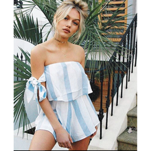 Load image into Gallery viewer, Elegant Striped Off - Shoulder Women&#39;s Playsuit